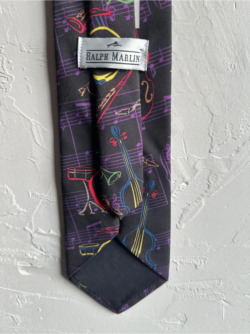 Vintage Ralph‎ Marlin Jazz Instrument Necktie Music Notes Novelty Tie 1995